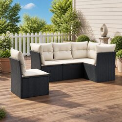 Garden Sofa Set 5 Piece Outdoor Furniture Patio Lounge with Cushions Black
