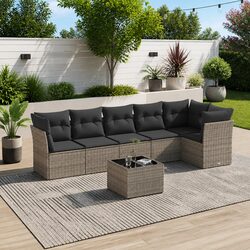 Garden Sofa Set 7 Piece Outdoor Furniture with Cushions Grey Patio Sectional