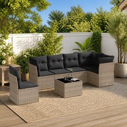 Outdoor Garden Sofa Set 7 Piece Patio Furniture Lounge Modular Grey