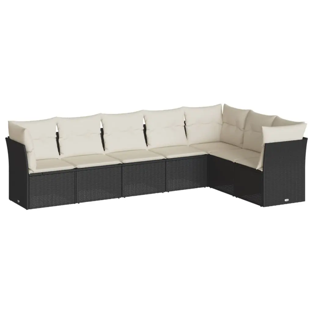 7 Piece Garden Sofa Set with Cushions Black Outdoor Furniture Patio Rebounder