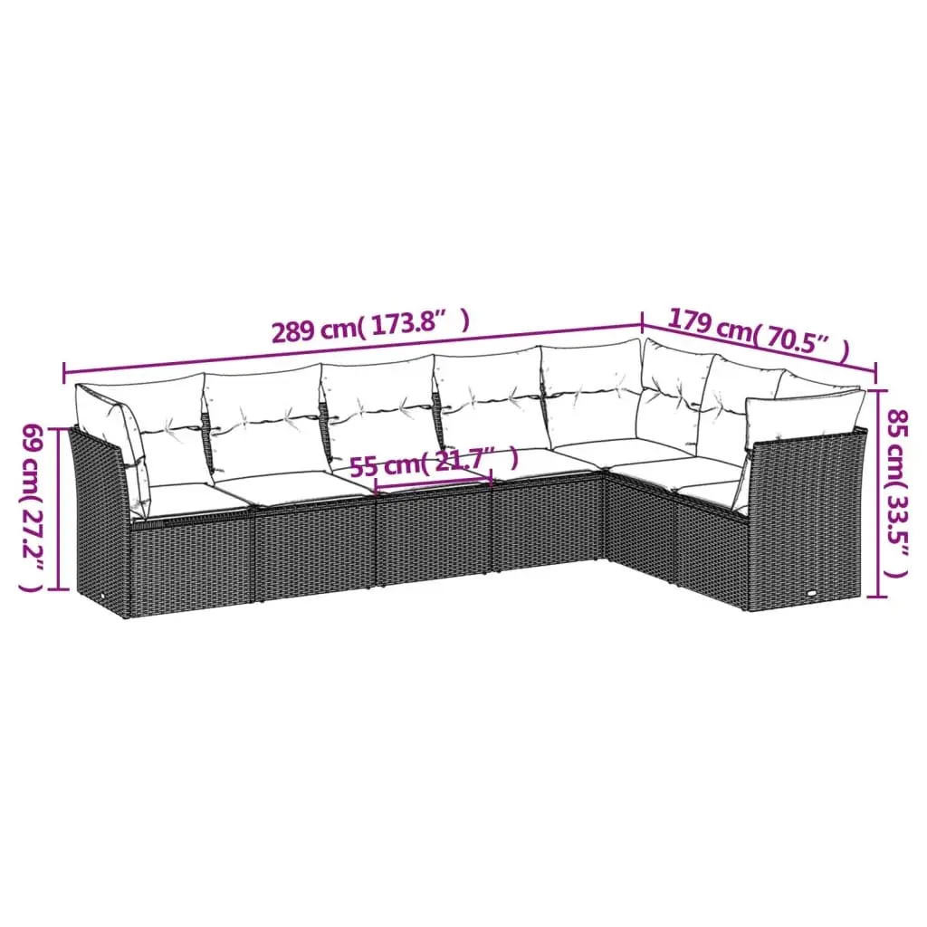 7 Piece Garden Sofa Set with Cushions Black Outdoor Furniture Patio Rebounder