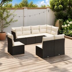 Garden Sofa Set 8 Piece Outdoor Patio Furniture Black Modular Rattan Cushions