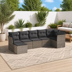 Garden Sofa Set 7 Piece Outdoor Furniture Patio Grey Rattan Cushions Modular