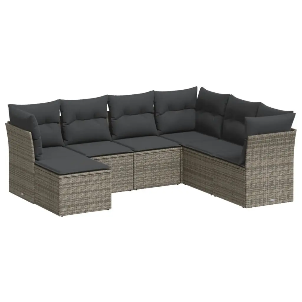 7 Piece Garden Sofa Set Grey Outdoor Patio Furniture Cushions Modular Lounge