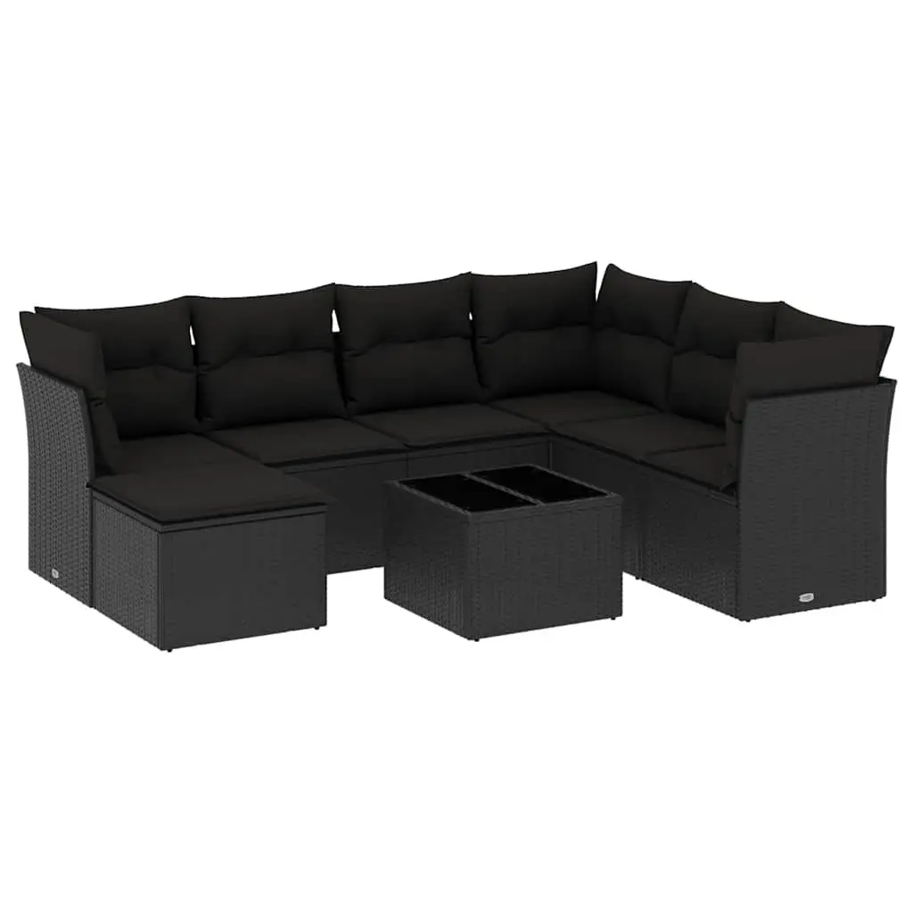 Garden Sofa Set 8 Piece Outdoor Furniture Patio Black Poly Rattan Modular
