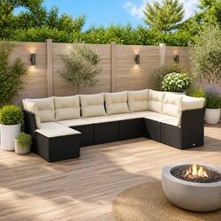 Garden Sofa Set 8 Piece Outdoor Furniture Patio Seating Black with Cushions