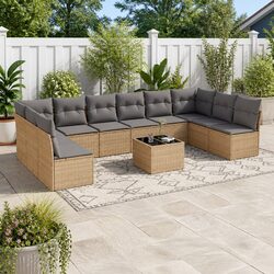 Outdoor Garden Sofa Set 11 Piece Patio Furniture with Cushions Beige