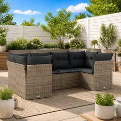Garden Sofa Set 6 Piece Outdoor Furniture Patio Seating Grey with Cushions