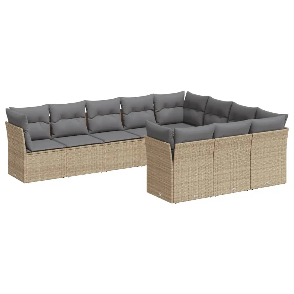 Garden Sofa Set Modular Outdoor Furniture 10 Piece Beige Cushions