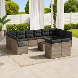 Garden Sofa Set 13 Piece Outdoor Furniture Grey Poly Rattan Modular Patio