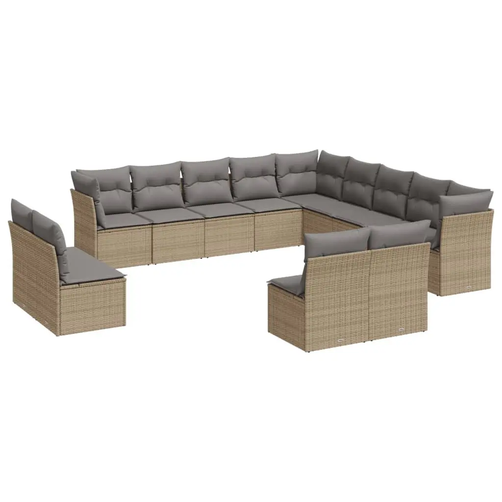 13 Piece Garden Sofa Set Outdoor Lounge Furniture Patio Sectional Beige Cushions