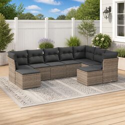 Garden Sofa Set 9 Piece Outdoor Furniture Patio Lounge Grey Modular Rattan