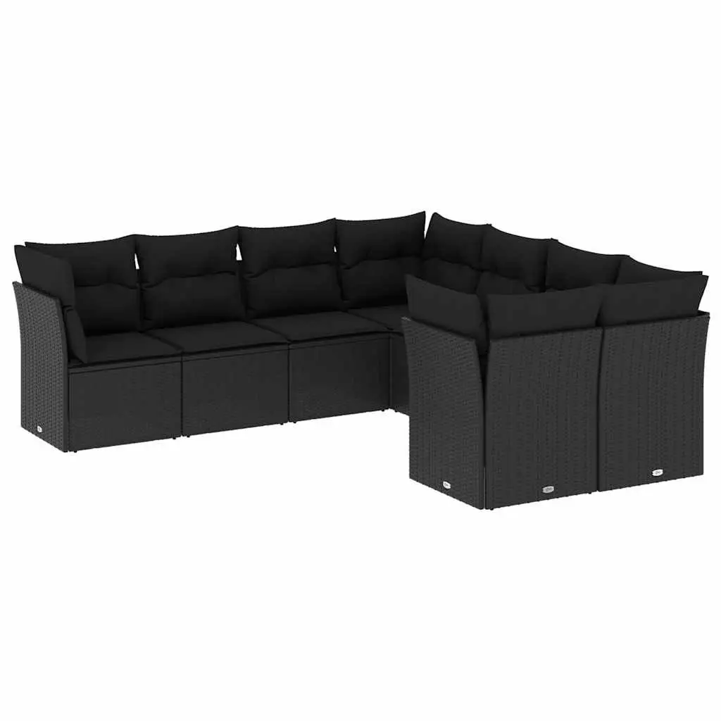 Garden Sofa Set 8 Piece Outdoor Furniture Black Modular Patio Lounge with