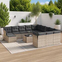 Garden Sofa Set 13 Piece Outdoor Furniture Patio Seating Grey Poly Rattan with