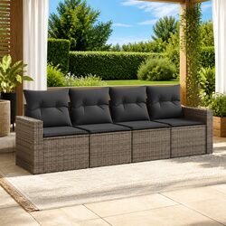 Garden Sofa Set 4 Piece Outdoor Furniture Patio Grey Poly Rattan Modular Lounge