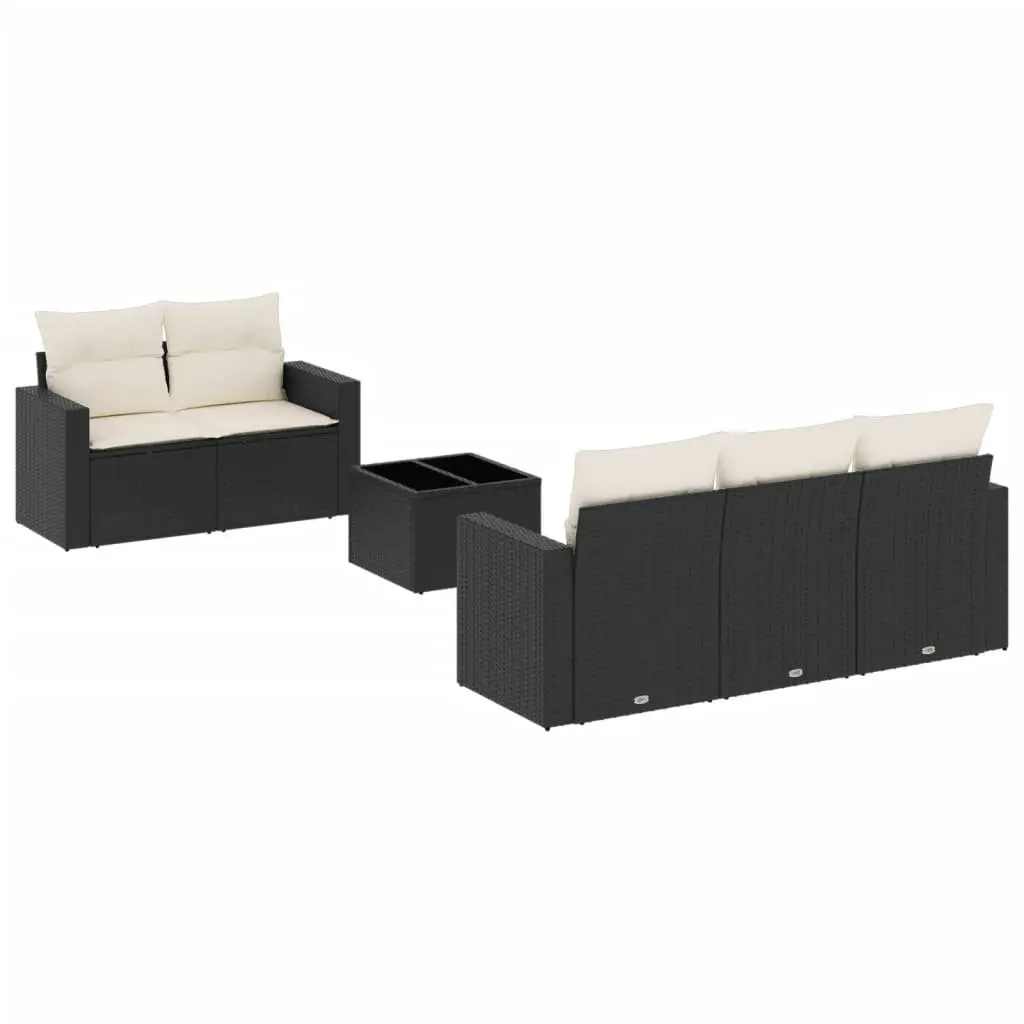 Garden Sofa Set 6 Piece Outdoor Furniture Patio Seating with Cushions Black