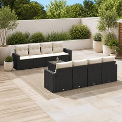 9 Piece Garden Sofa Set Outdoor Furniture Patio Sectional with Cushions Black