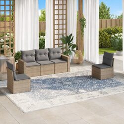Garden Sofa Set 5 Piece Outdoor Furniture Patio Sectional with Cushions Beige