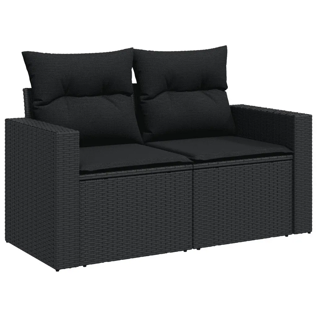 6 Piece Garden Sofa Set Durable PE Rattan Black Outdoor Furniture Patio Seating