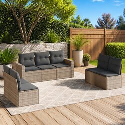Garden Sofa Set 7 Piece Outdoor Furniture Patio Sectional with Cushions Grey