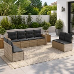Garden Sofa Set 8 Piece Outdoor Furniture Patio Seating Grey with Cushions