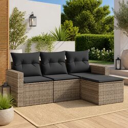 4 Piece Garden Sofa Set Outdoor Furniture Patio Sectional with Cushions Grey