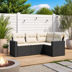 4 Piece Garden Sofa Set Outdoor Furniture Patio Conversation Cushioned Black