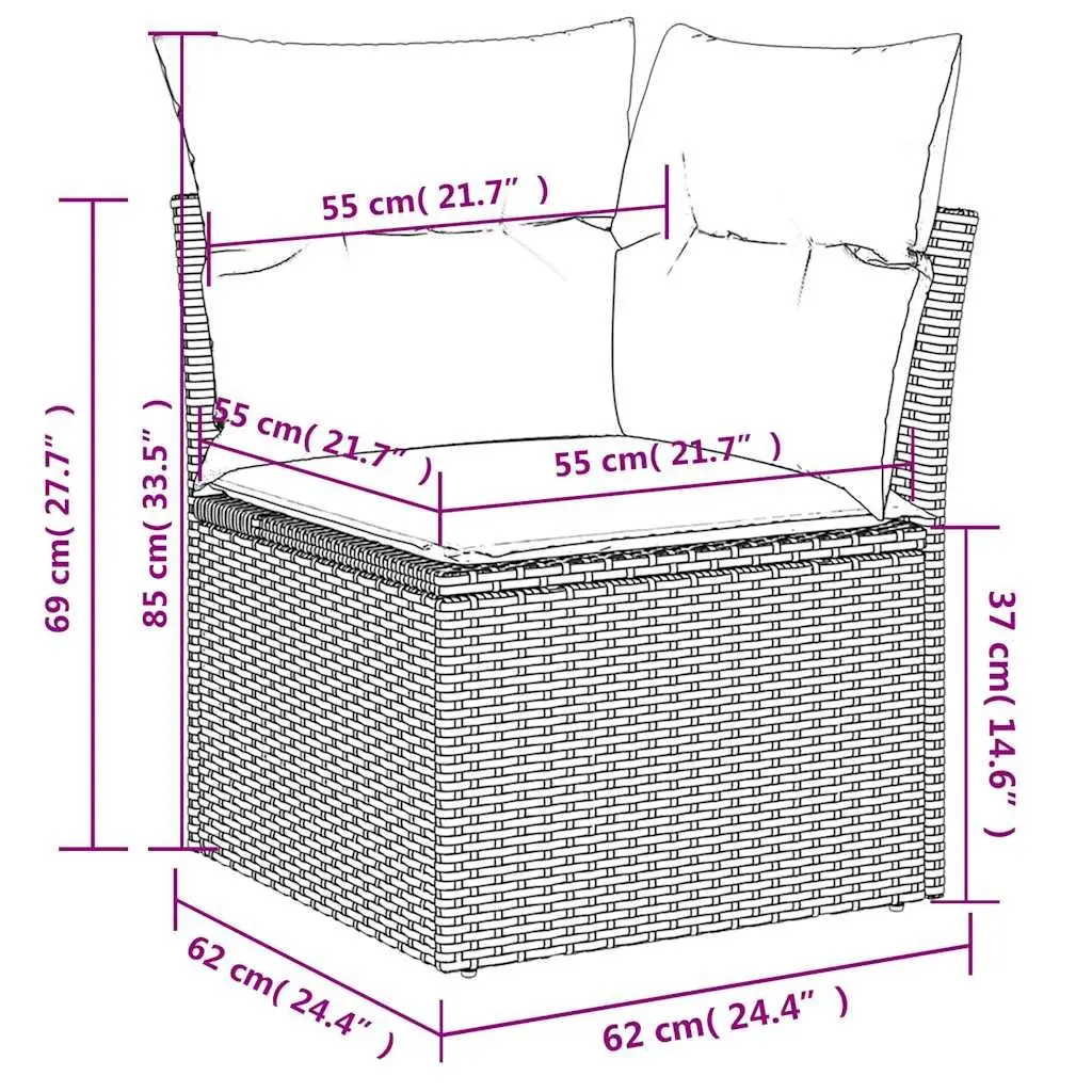 5 Piece Garden Sofa Set Outdoor Patio Furniture with Cushions Black Poly Rattan
