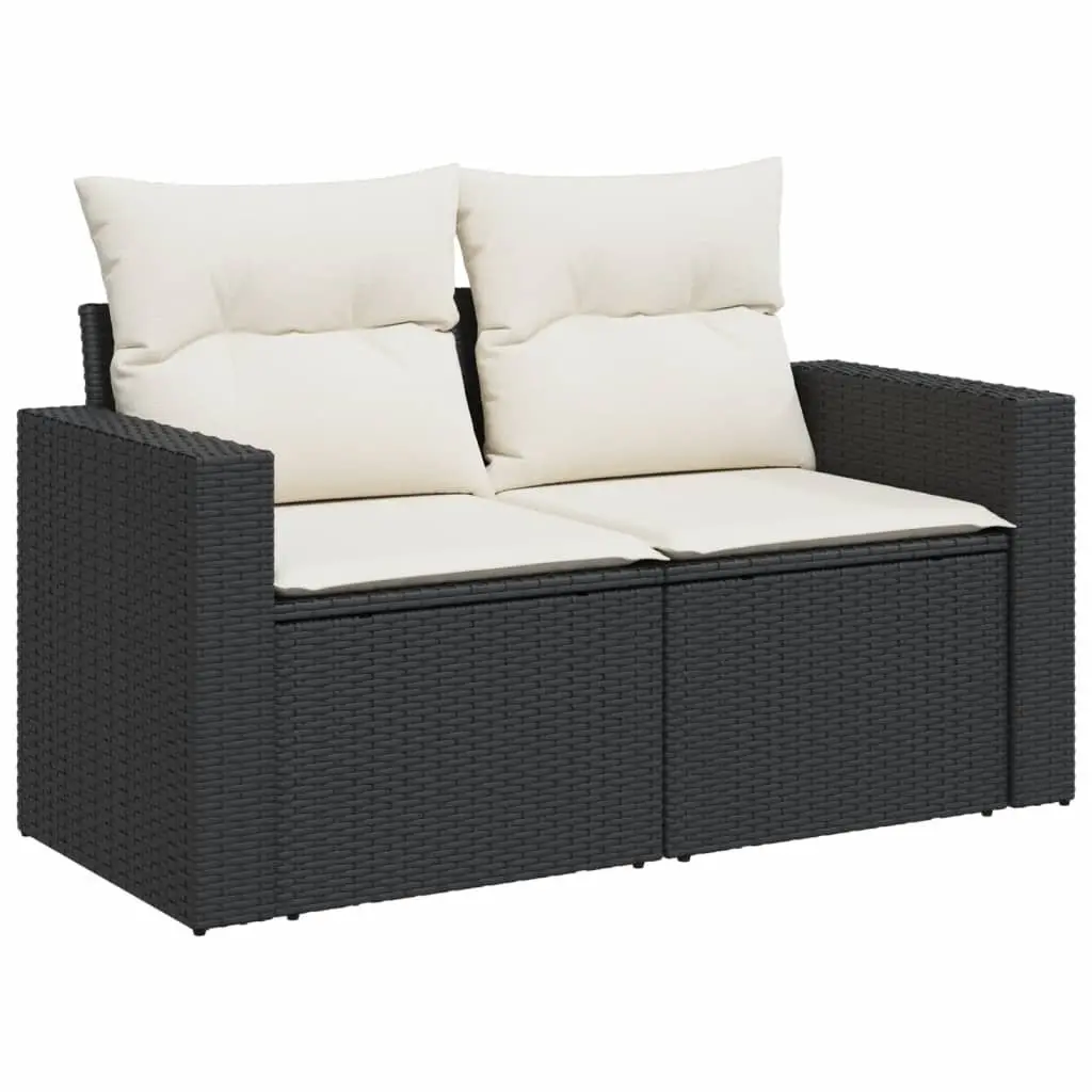 5 Piece Garden Sofa Set Outdoor Patio Furniture with Cushions Black Poly Rattan