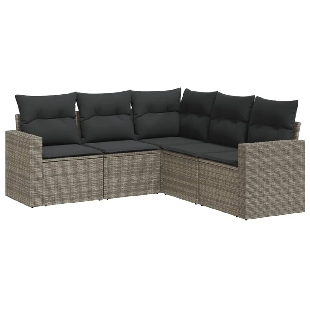 5 Piece Garden Sofa Set with Cushions Grey Outdoor Patio Furniture Modular