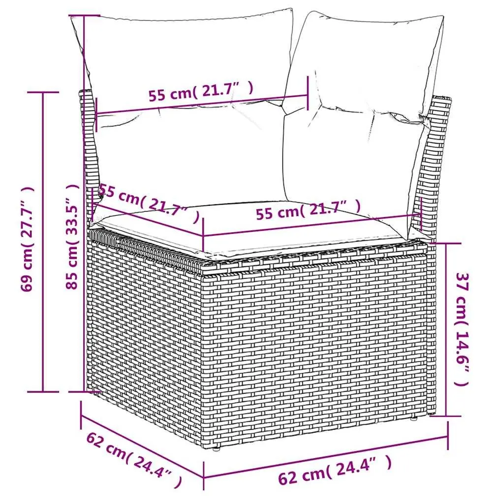 6 Piece Garden Sofa Set Outdoor Patio Furniture with Cushions Black Rattan