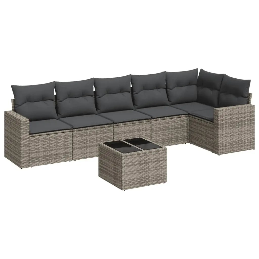 7 Piece Garden Sofa Set with Cushions Grey Outdoor Furniture Patio Lounging