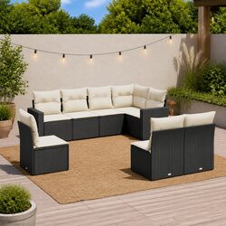 Garden Sofa Set 8 Piece Outdoor Furniture Patio Seating Black Poly Rattan