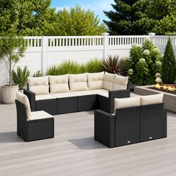 Garden Sofa Set 8 Piece Outdoor Furniture Patio Lounge Black Modular with