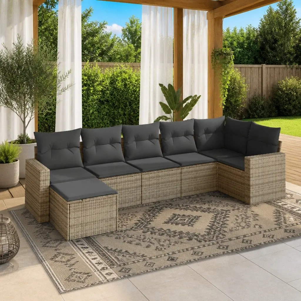 7 Piece Garden Sofa Set with Cushions Outdoor Furniture Patio Seating Grey