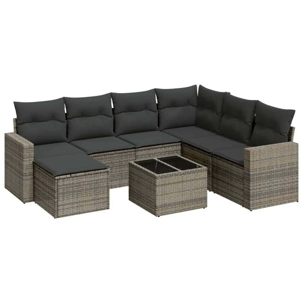Garden Sofa Set 8 Piece Outdoor Furniture Patio Grey Poly Rattan Modular Seating