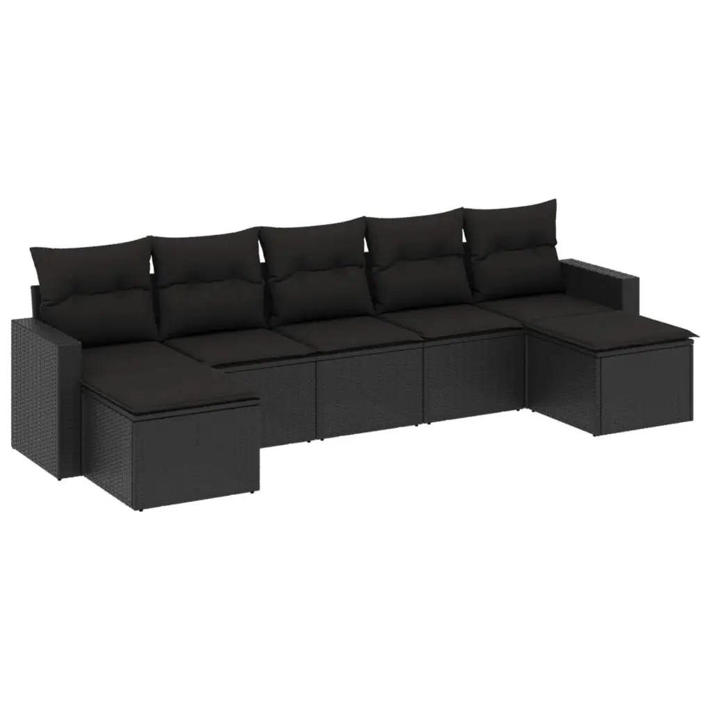 7 Piece Garden Sofa Set with Cushions Black Outdoor Furniture Patio Lounge