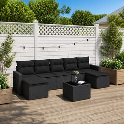 Garden Sofa Set 8 Piece Outdoor Furniture Patio Conversation Set with Cushions