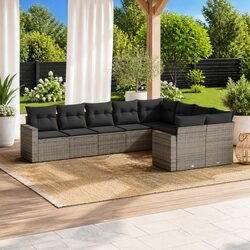 Garden Sofa Set 9 Piece Outdoor Furniture Grey Modular Rattan with Cushions