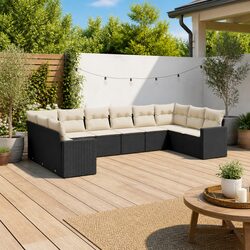 Garden Sofa Set 10 Piece Outdoor Furniture Modular Black Poly Rattan Patio