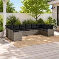 Garden Sofa Set 10 Piece Outdoor Furniture Patio Seating Grey Modular with