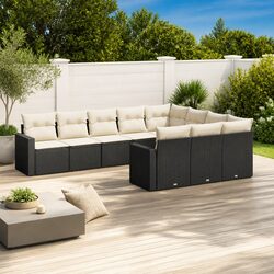 Garden Sofa Set 10 Piece Outdoor Furniture Patio Black Rattan Modular Seating