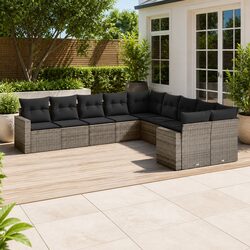 Garden Sofa Set 10 Piece Outdoor Furniture Patio Seating Grey Cushions Modular
