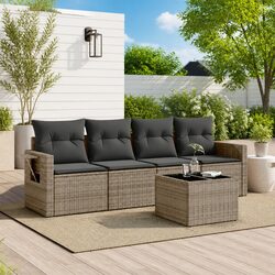 Garden Sofa Set 5 Piece Grey Outdoor Furniture with Cushions Patio Seating