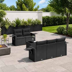 Garden Sofa Set 6 Piece Outdoor Furniture Patio Seating Black with Cushions