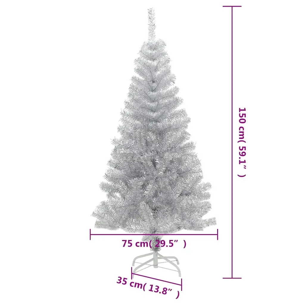 Artificial Christmas Tree Silver 150cm Reusable Indoor Outdoor Seasonal Decoration