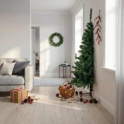 Half Christmas Tree Green 180cm Artificial PVC Seasonal Home Holiday Decoration