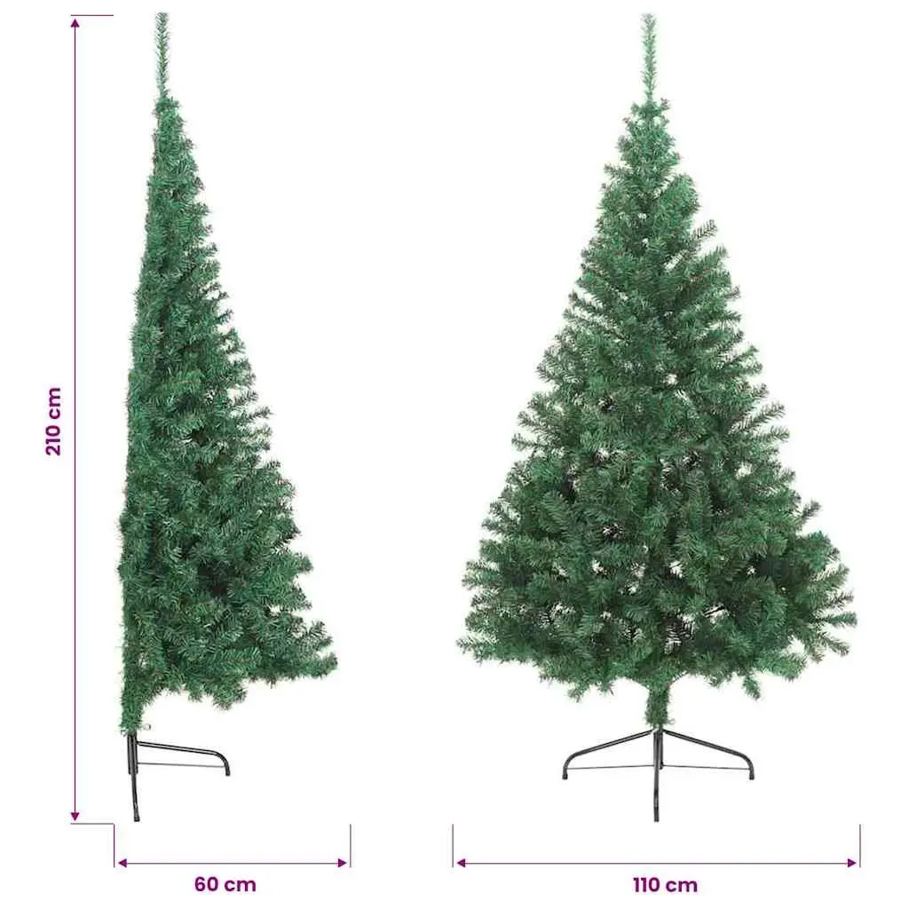 Artificial Half Christmas Tree Wall Mount Green 210cm PVC Holiday Seasonal