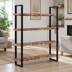 4-Tier Bookcase 160x40x180 cm Solid Reclaimed Wood Industrial Shelving Unit