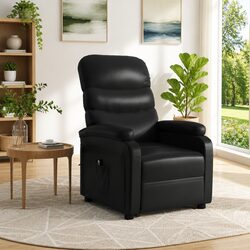 Stand Up Chair Black Faux Leather Recliner Electric Lift 3 Positions Armchair